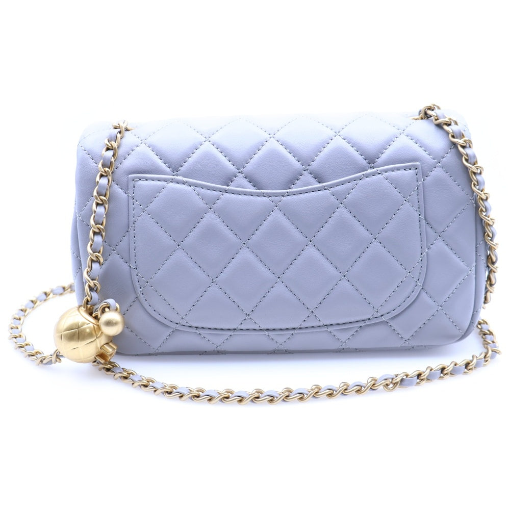CHANEL(シャネル) ミニマトラッセ20 ラムスキン レザー ココマーク ココボール Sフラップ シングルチェーンショルダーバッグ ゴールド金具 グレー AS1787