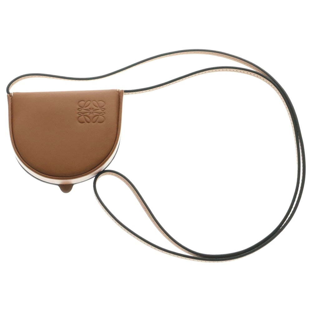 LOEWE(ロエベ) ヒールポーチ ミニ アナグラムロゴ レザー ショルダーバッグ コインケース ブラウン 109.54.T15