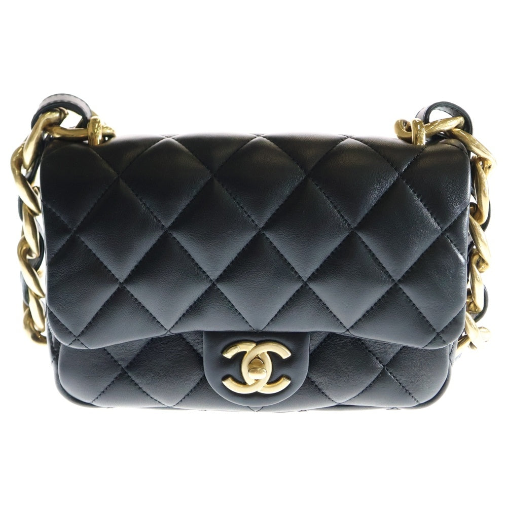 CHANEL(シャネル) ミニマトラッセ20 ラムスキン レザー ココマーク Sフラップ チェーン ワンショルダーバッグ ゴールド金具 ブラック AS3214