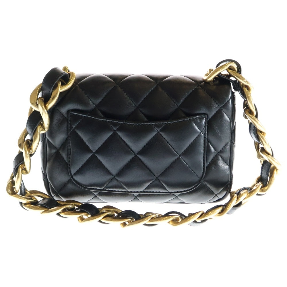 CHANEL(シャネル) ミニマトラッセ20 ラムスキン レザー ココマーク Sフラップ チェーン ワンショルダーバッグ ゴールド金具 ブラック AS3214