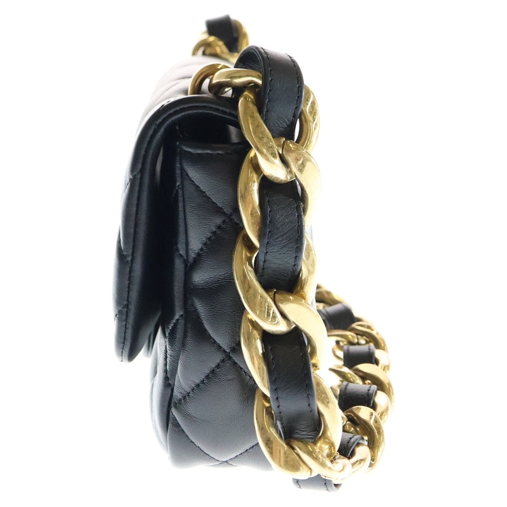 CHANEL(シャネル) ミニマトラッセ20 ラムスキン レザー ココマーク Sフラップ チェーン ワンショルダーバッグ ゴールド金具 ブラック AS3214