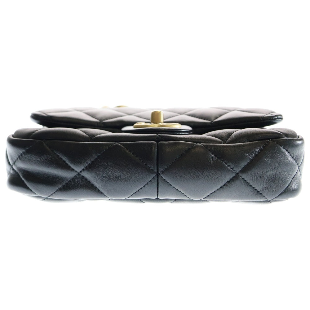 CHANEL(シャネル) ミニマトラッセ20 ラムスキン レザー ココマーク Sフラップ チェーン ワンショルダーバッグ ゴールド金具 ブラック AS3214