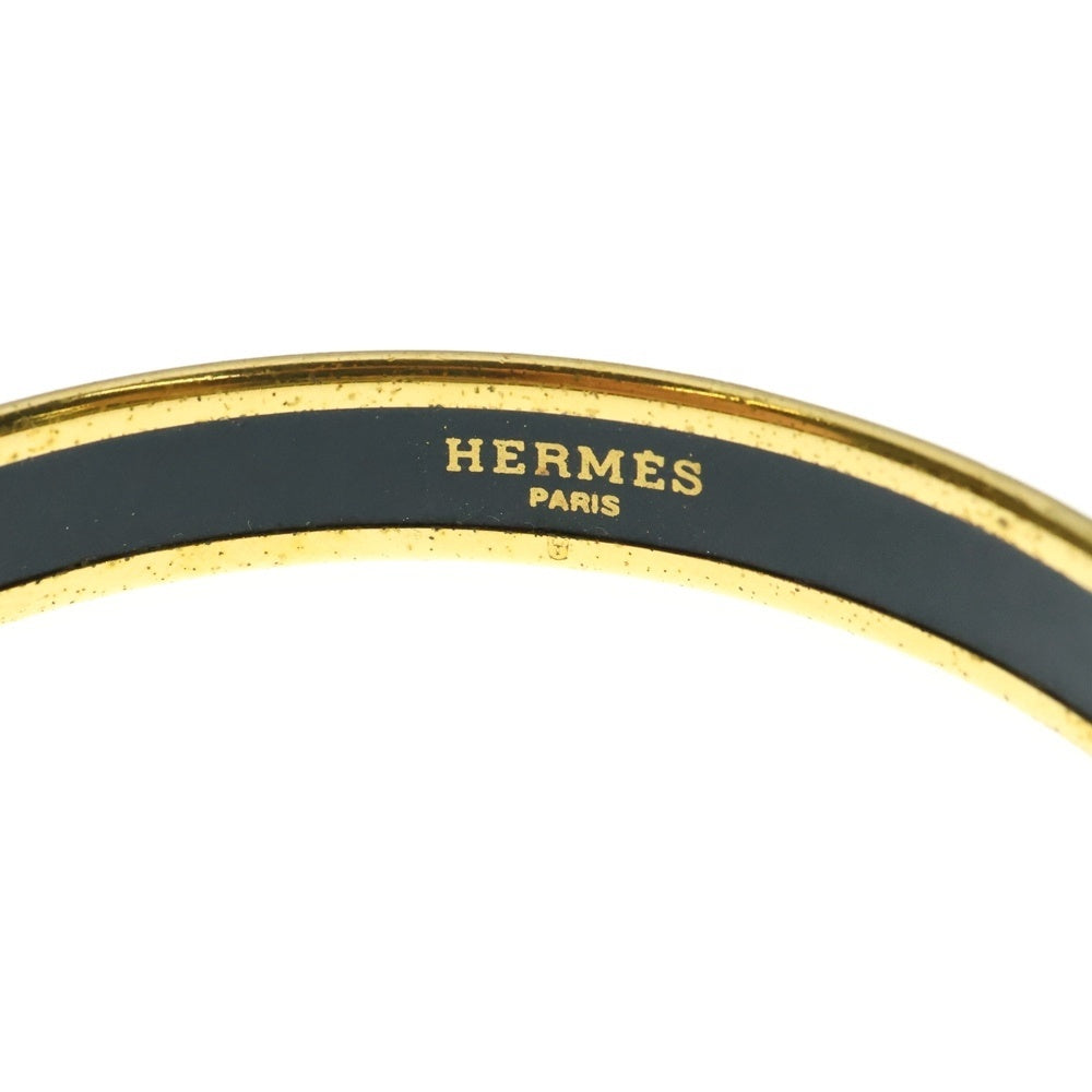 HERMES(エルメス) エマイユPM フェザー柄 エナメル ブレスレット バングル ゴールド/オレンジ