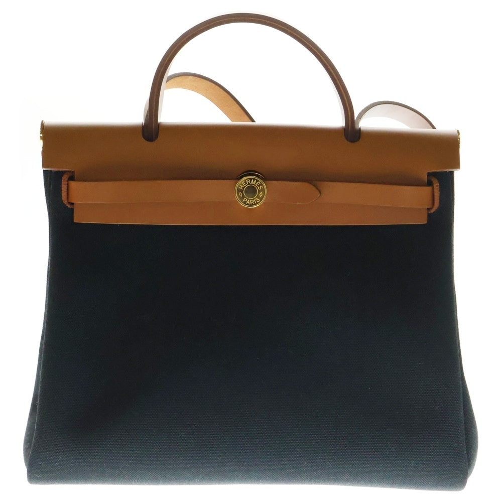 HERMES(エルメス) エールバッグジップ PM フォーヴ×ノワール トワルミリテール×ヴァッシュハンター ブラック×ブラウン ゴールド金具 レザー×キャンバス W刻印