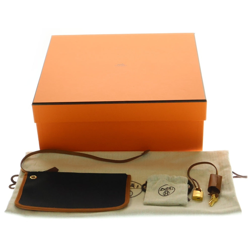 HERMES(エルメス) エールバッグジップ PM フォーヴ×ノワール トワルミリテール×ヴァッシュハンター ブラック×ブラウン ゴールド金具 レザー×キャンバス W刻印