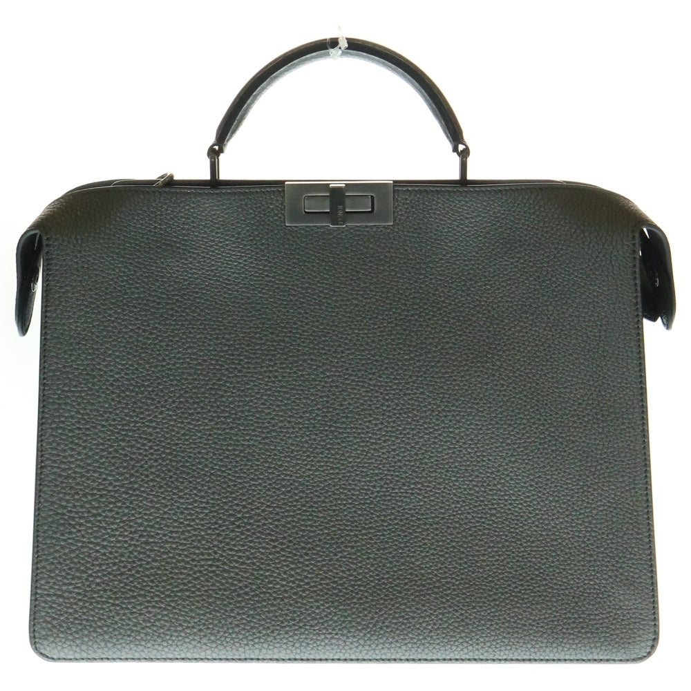 FENDI(フェンディ) ピーカブー アイシーユー ミディアム メタリックレザー ハンドバッグ シルバー金具 グレー 7VA529
