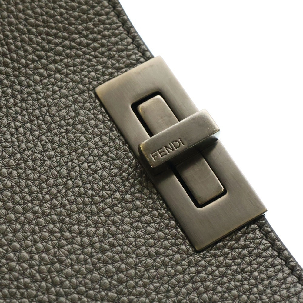 FENDI(フェンディ) ピーカブー アイシーユー ミディアム メタリックレザー ハンドバッグ シルバー金具 グレー 7VA529