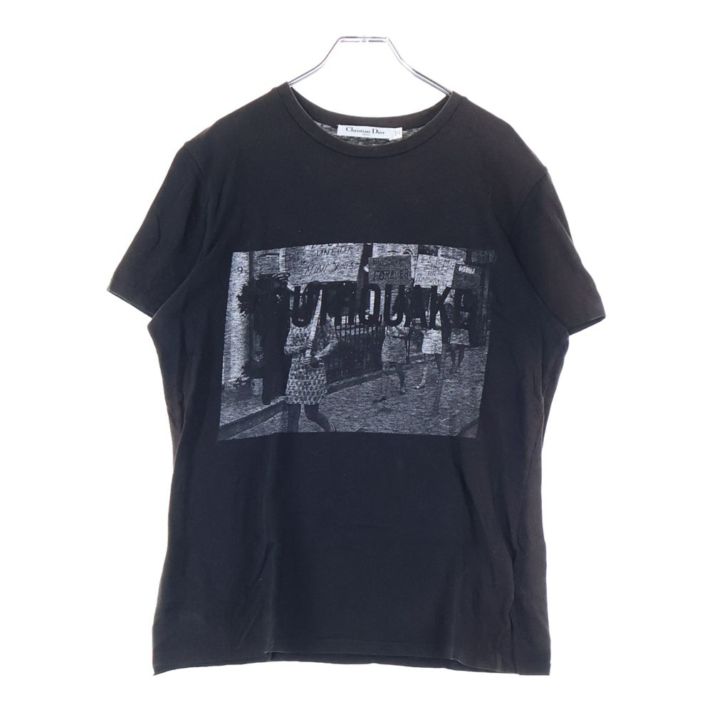 Christian Dior(クリスチャンディオール) ロゴクルーネック半袖フォトTシャツ カットソー ブラック 853T03TY428