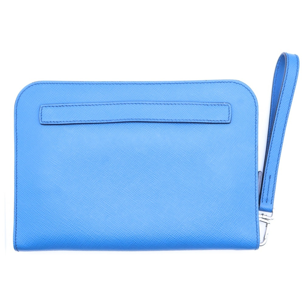 PRADA(プラダ) サフィアーノ クラッチバッグ セカンドバッグ ライトブルー レザー シルバー金具 2VF025