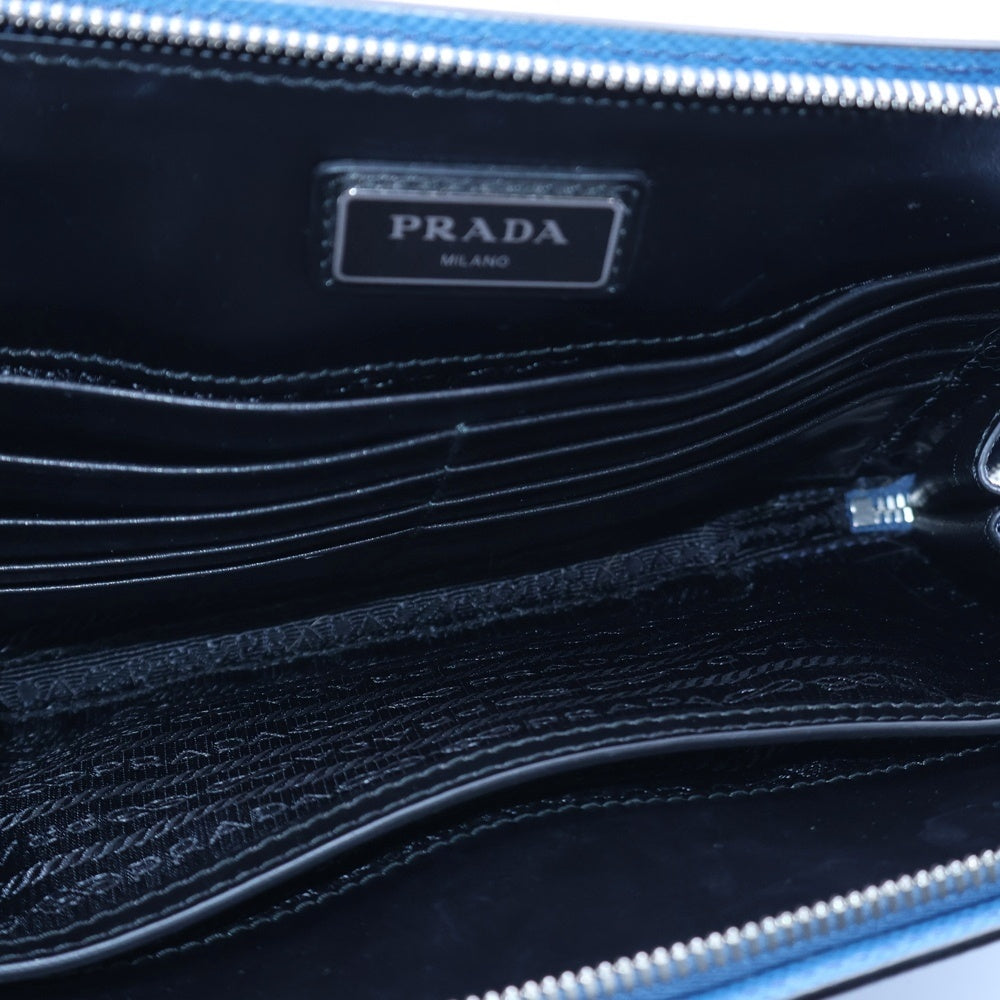 PRADA(プラダ) サフィアーノ クラッチバッグ セカンドバッグ ライトブルー レザー シルバー金具 2VF025
