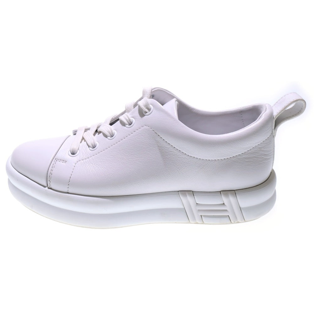 HERMES(エルメス) ハッピー Hロゴ レザー レースアップ ローカットシューズ スニーカー ホワイト レディース