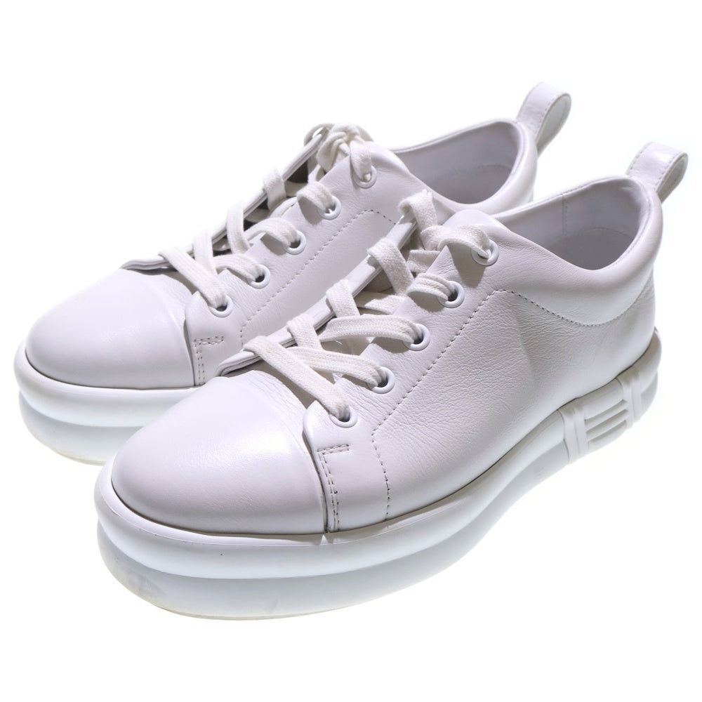 HERMES(エルメス) ハッピー Hロゴ レザー レースアップ ローカットシューズ スニーカー ホワイト レディース