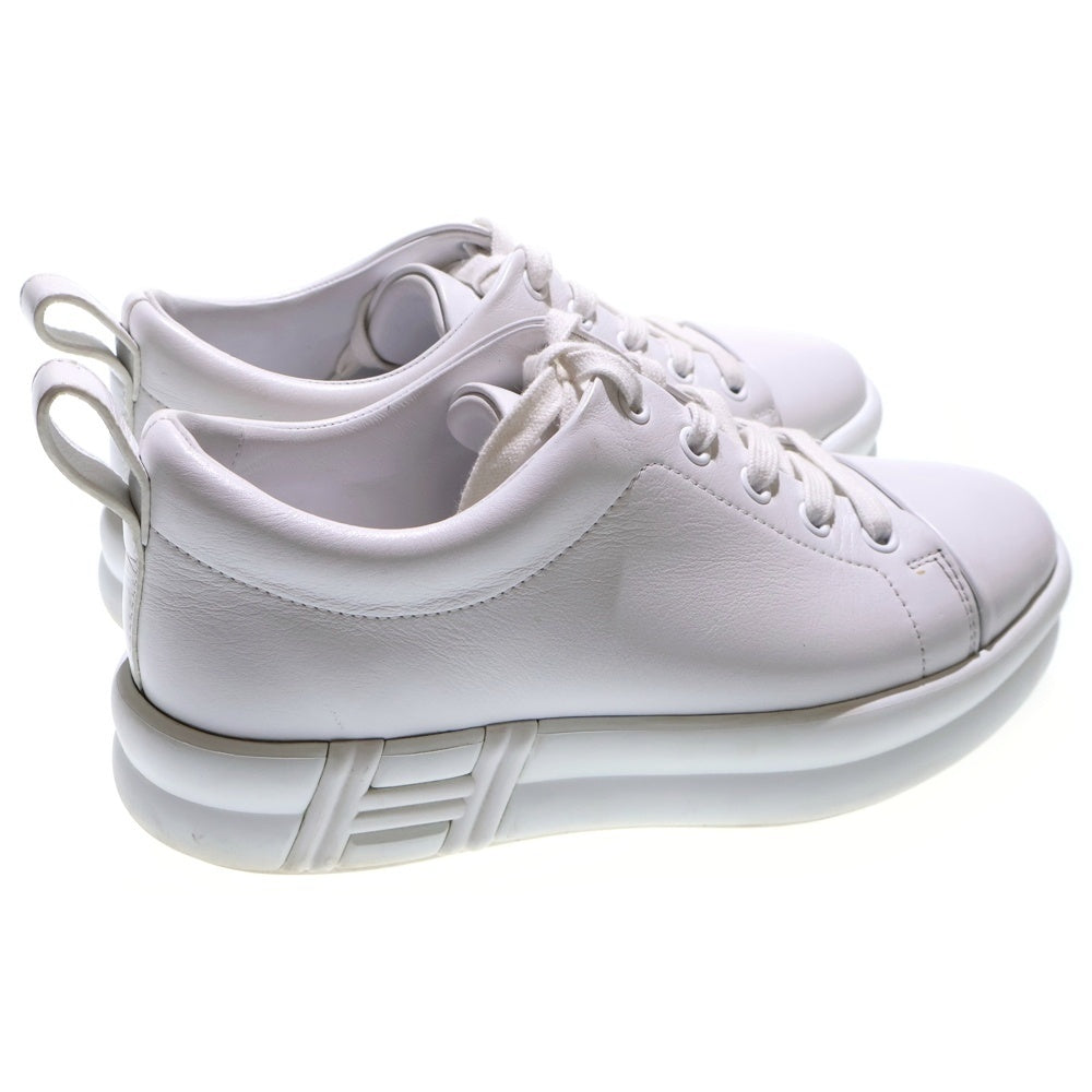 HERMES(エルメス) ハッピー Hロゴ レザー レースアップ ローカットシューズ スニーカー ホワイト レディース