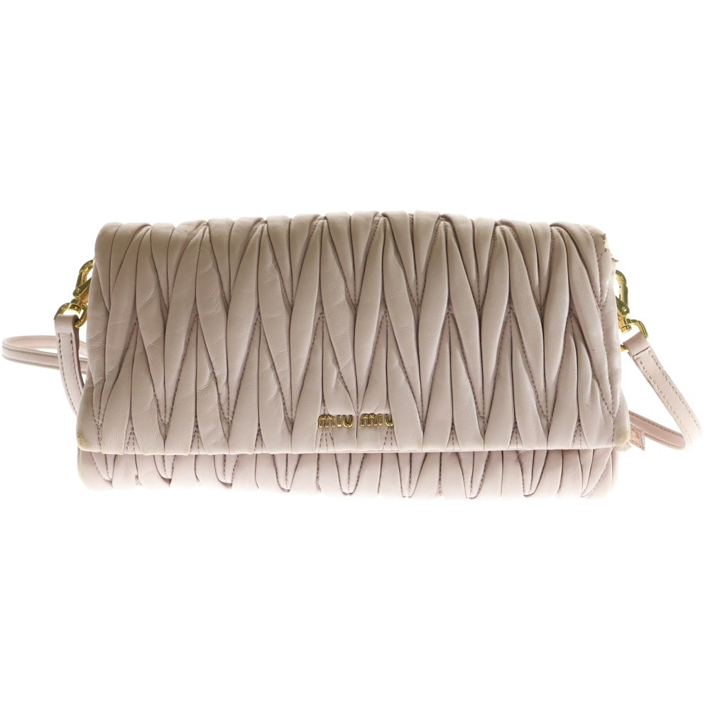 miumiu(ミュウミュウ) マテラッセ ショルダーバッグ ミニバッグ ライトピンク ゴールド金具 レザー