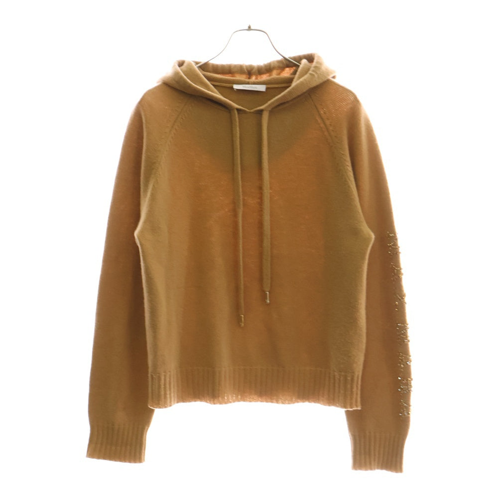Max Mara(マックスマーラ) ビジュー装飾 カシミヤ混 ウール ニット プルオーバーパーカー フーディー ブラウン レディース 2313660739 6 50
