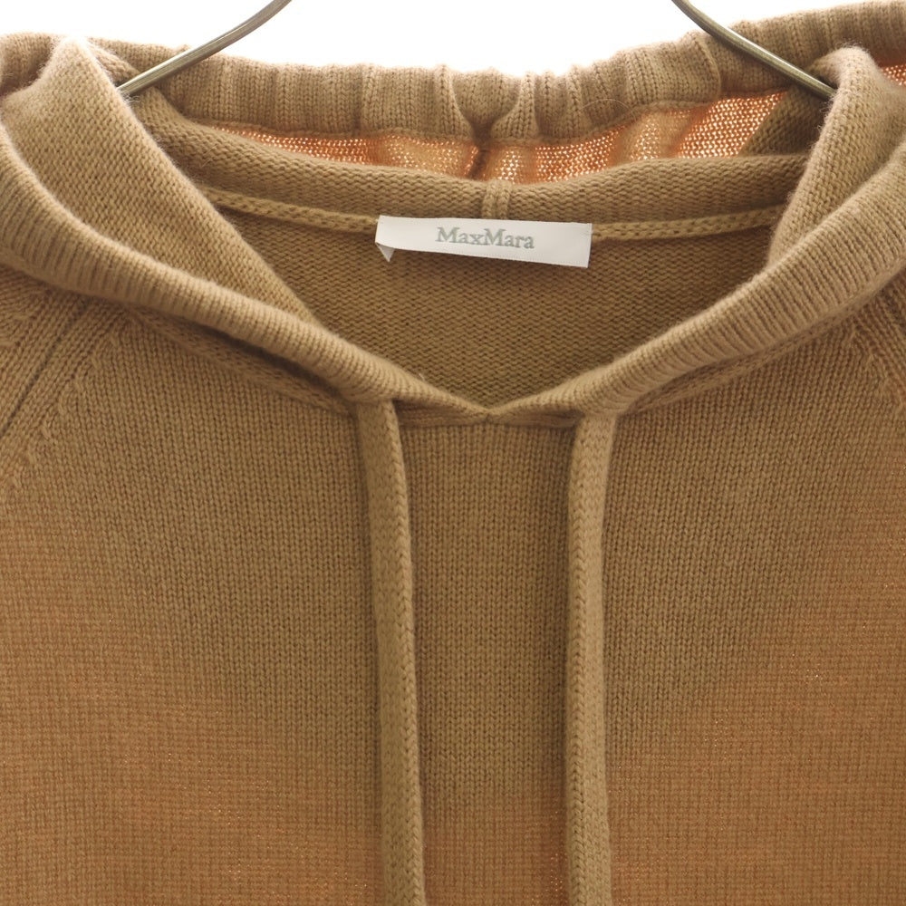 Max Mara(マックスマーラ) ビジュー装飾 カシミヤ混 ウール ニット プルオーバーパーカー フーディー ブラウン レディース 2313660739 6 50