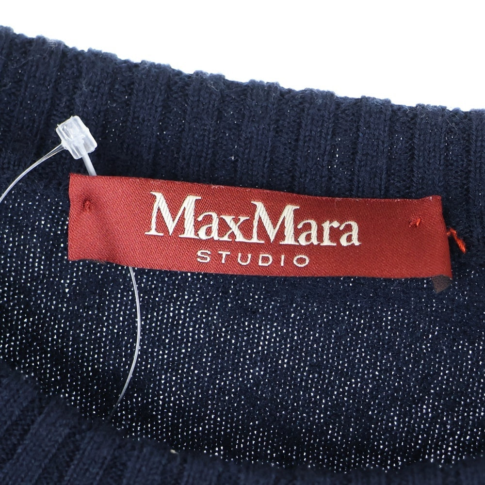 Max Mara(マックスマーラ) アンカー ジャガード柄 モヘア混 ウール クルーネック ロングスリーブ 長袖 ニット セーター ネイビー レディース 2363662039