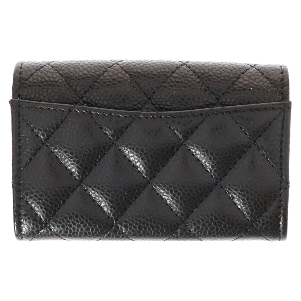 CHANEL(シャネル) タイムレスクラシック カードケース 名刺入れ 財布 コインケース ブラック ゴールド金具 キャビアスキン AP4096