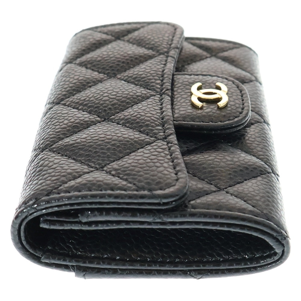 CHANEL(シャネル) タイムレスクラシック カードケース 名刺入れ 財布 コインケース ブラック ゴールド金具 キャビアスキン AP4096