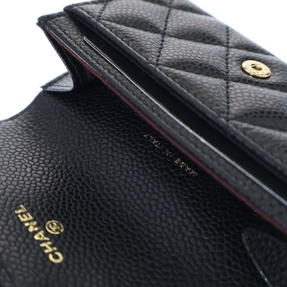CHANEL(シャネル) タイムレスクラシック カードケース 名刺入れ 財布 コインケース ブラック ゴールド金具 キャビアスキン AP4096