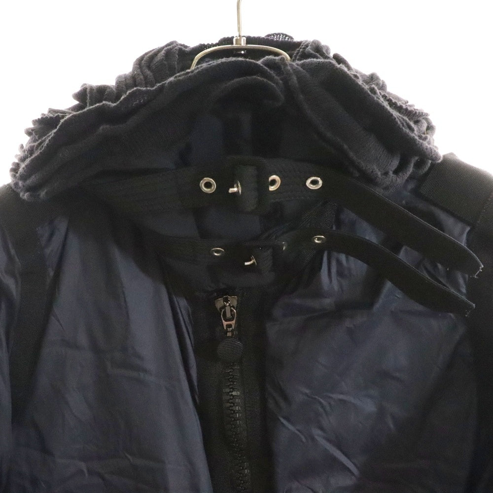 MONCLER(モンクレール) 20AW SHIZU シズ ニット切り替え クロップド ショート丈 ジップアップ ダウンジャケット ネイビー レディース 1109S4592905 53048