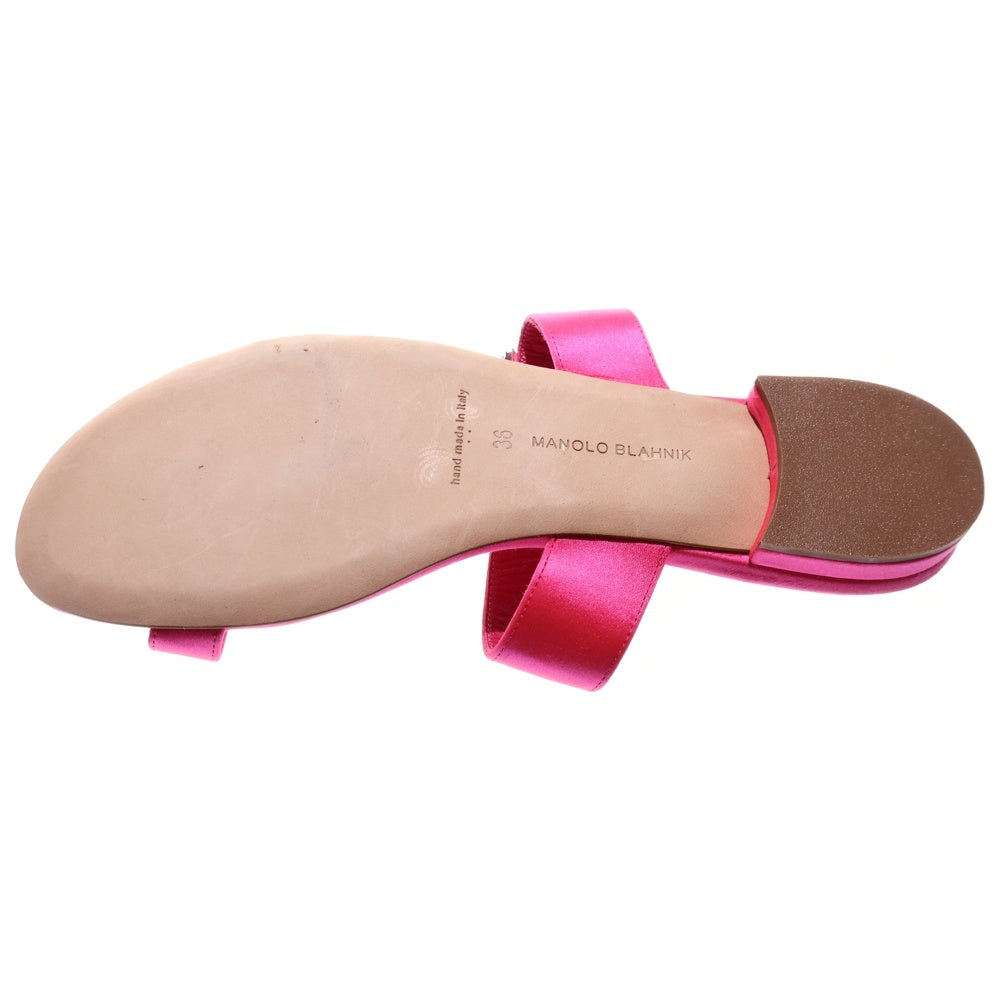 MANOLO BLAHNIK(マノロブラニク) ビジュー装飾 ストラップ フラット サンダル シューズ ピンク レディース