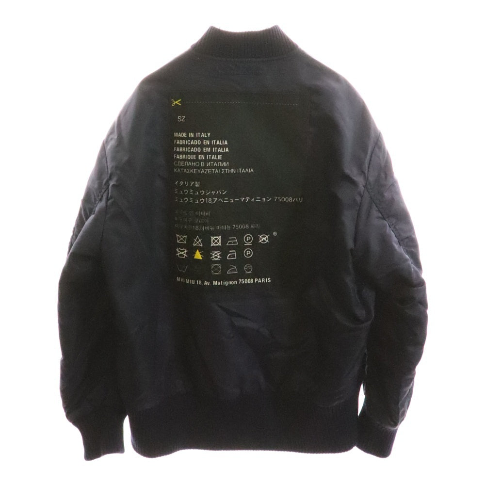miumiu(ミュウミュウ) 18AW バックタグワッペン ジップアップ 中綿 ボンバージャケット ブルゾン ネイビー ML502