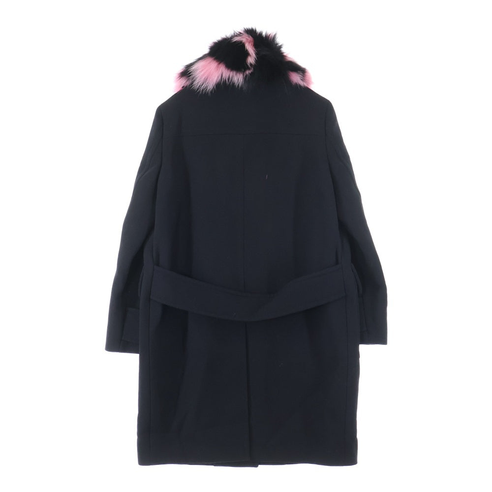 miumiu(ミュウミュウ) 17AW デタッチャブル ウール ステンカラーコート ブラック/ピンク レディース MS1428