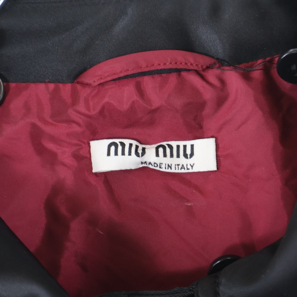 miumiu(ミュウミュウ) 17AW ワッペンロゴ ナイロン スナップボタン ジップアップ ボンバージャケット ブルゾン ブラック ML472