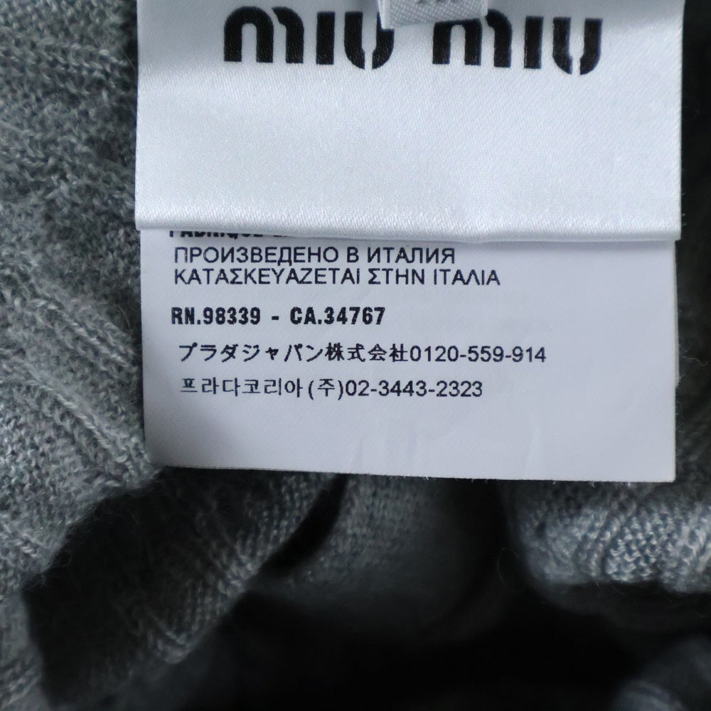 miumiu(ミュウミュウ) 17AW バイカラー 丸襟 レース シルク混 カシミヤ ニット カーディガン グレー/ピンク レディース MMC044