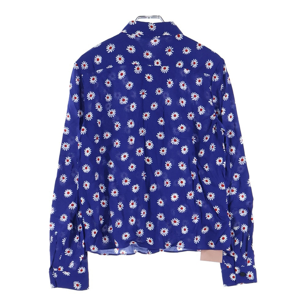 miumiu(ミュウミュウ) 18SS フラワー総柄プリント ビスコース フリルデザイン レギュラーカラー ロングスリーブ 長袖シャツ ブルー レディース MK1293