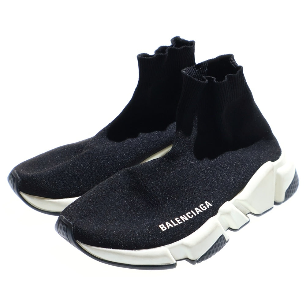 BALENCIAGA(バレンシアガ) SPEED TRAINER スピードトレーナー ロゴプリント ニット ソックス ハイカットシューズ スニーカー ブラック レディース