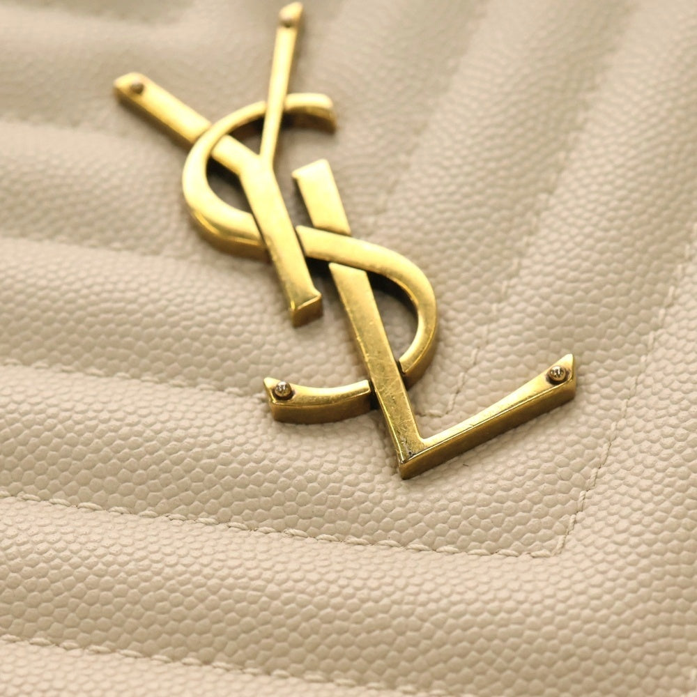 SAINT LAURENT PARIS(サンローランパリ) サンローランパリ ヴィニル ラウンド ショルダーバッグ チェーンバッグ ミニバッグ ホワイト レザー ゴールド金具 610436