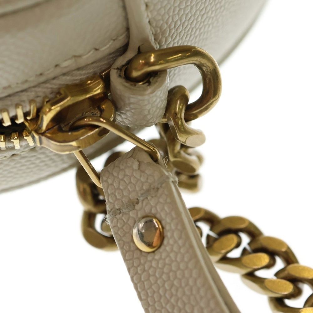SAINT LAURENT PARIS(サンローランパリ) サンローランパリ ヴィニル ラウンド ショルダーバッグ チェーンバッグ ミニバッグ ホワイト レザー ゴールド金具 610436