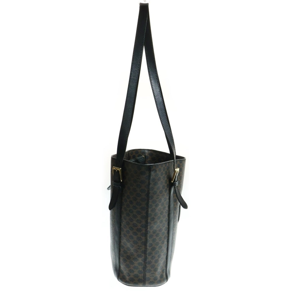 CELINE(セリーヌ) マカダム バケツバッグ ハンドバッグ ミニトートバッグ ブラック レザー×PVC ゴールド金具