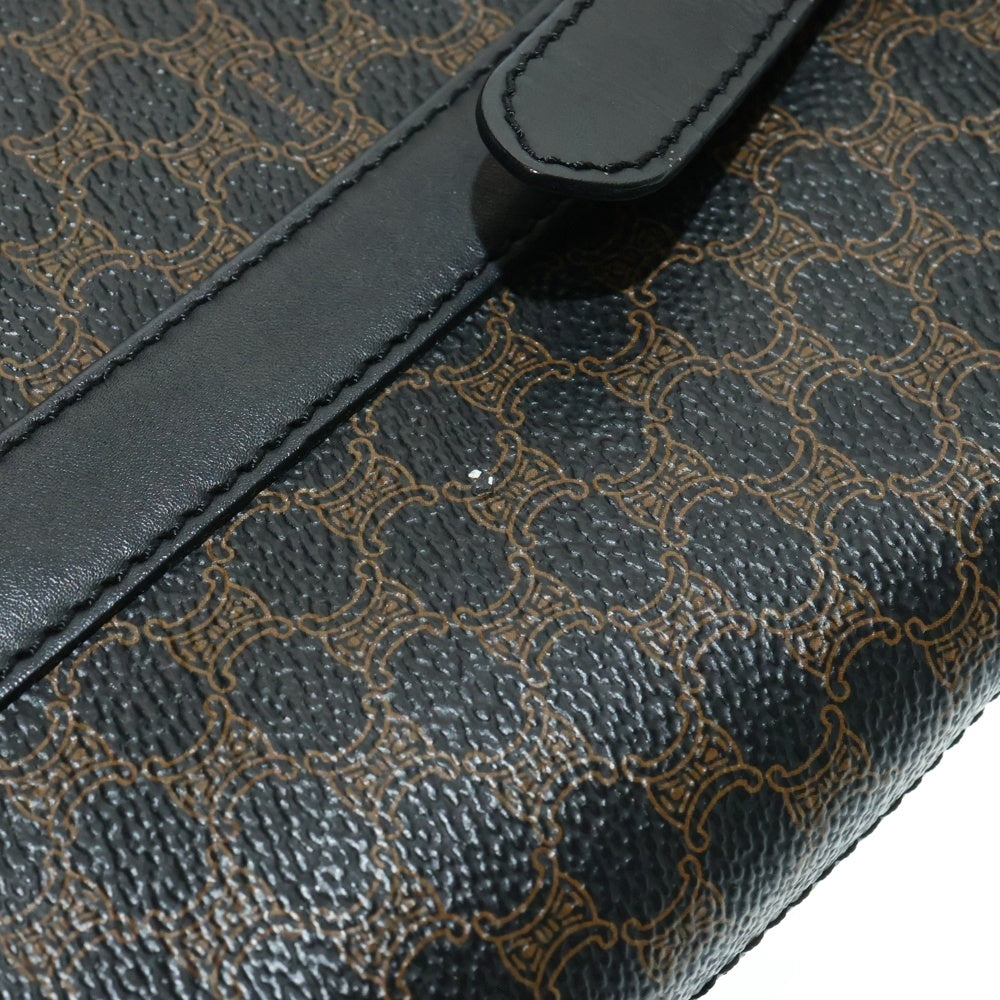 CELINE(セリーヌ) マカダム バケツバッグ ハンドバッグ ミニトートバッグ ブラック レザー×PVC ゴールド金具