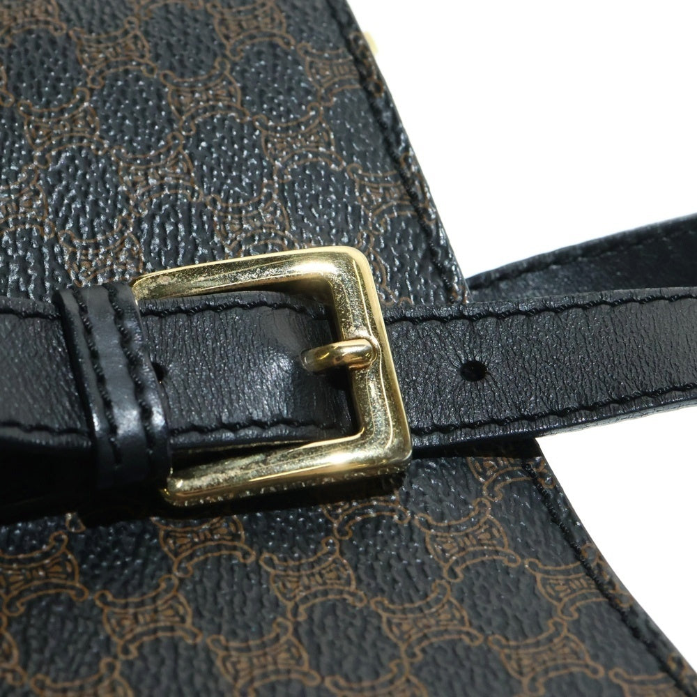 CELINE(セリーヌ) マカダム バケツバッグ ハンドバッグ ミニトートバッグ ブラック レザー×PVC ゴールド金具
