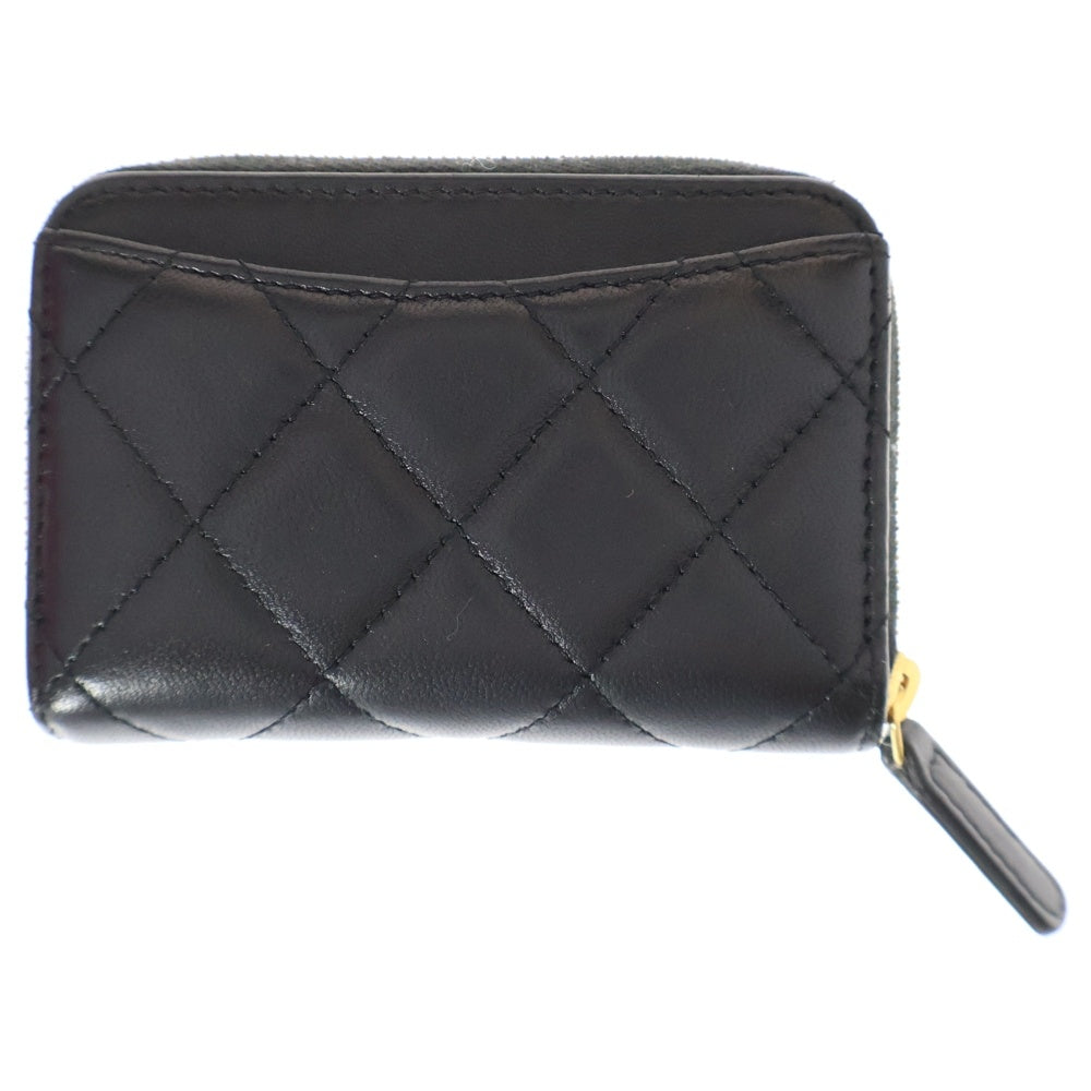 CHANEL(シャネル) マトラッセ コインケース 財布 ミニ ラムスキン ブラック ゴールド金具