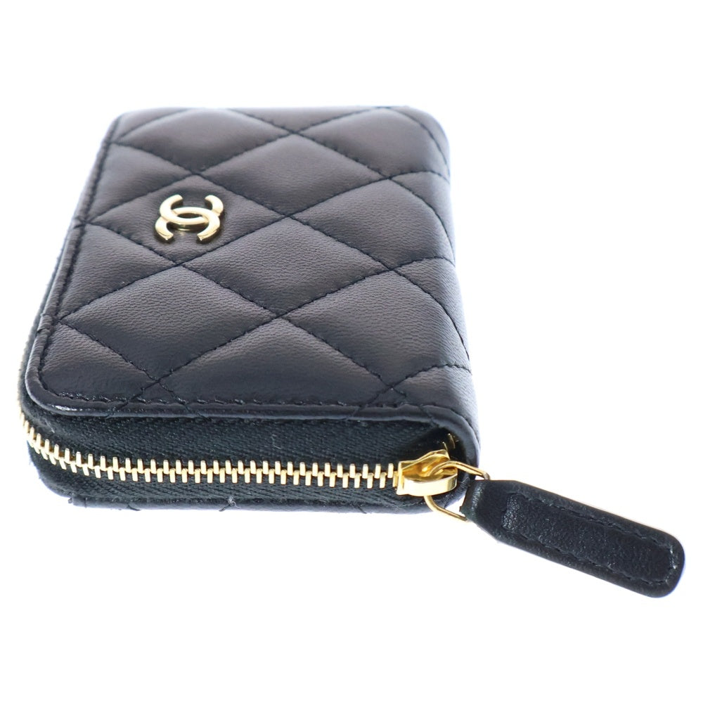 CHANEL(シャネル) マトラッセ コインケース 財布 ミニ ラムスキン ブラック ゴールド金具