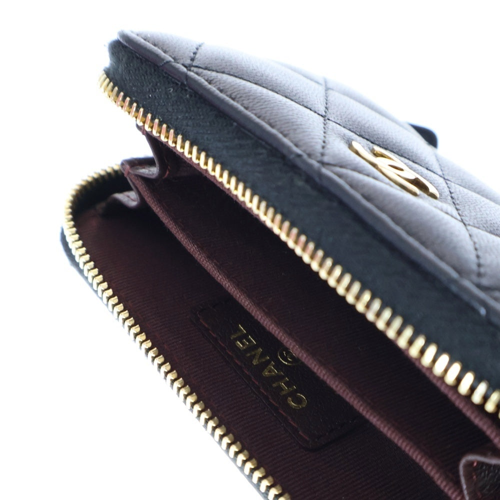 CHANEL(シャネル) マトラッセ コインケース 財布 ミニ ラムスキン ブラック ゴールド金具