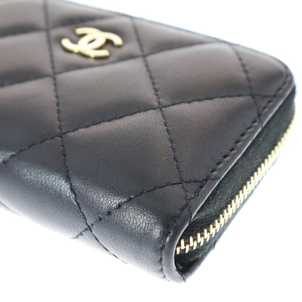 CHANEL(シャネル) マトラッセ コインケース 財布 ミニ ラムスキン ブラック ゴールド金具