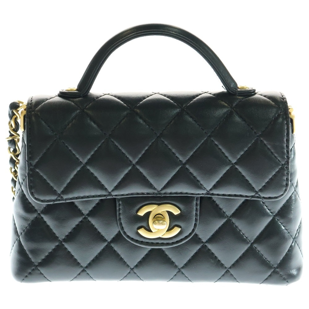 CHANEL(シャネル) マトラッセ20 Sフラップ/S ショルダーバッグ チェーンバッグ ブラック ゴールド金具 ラム プレート AS5355