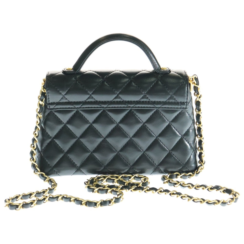 CHANEL(シャネル) マトラッセ20 Sフラップ/S ショルダーバッグ チェーンバッグ ブラック ゴールド金具 ラム プレート AS5355