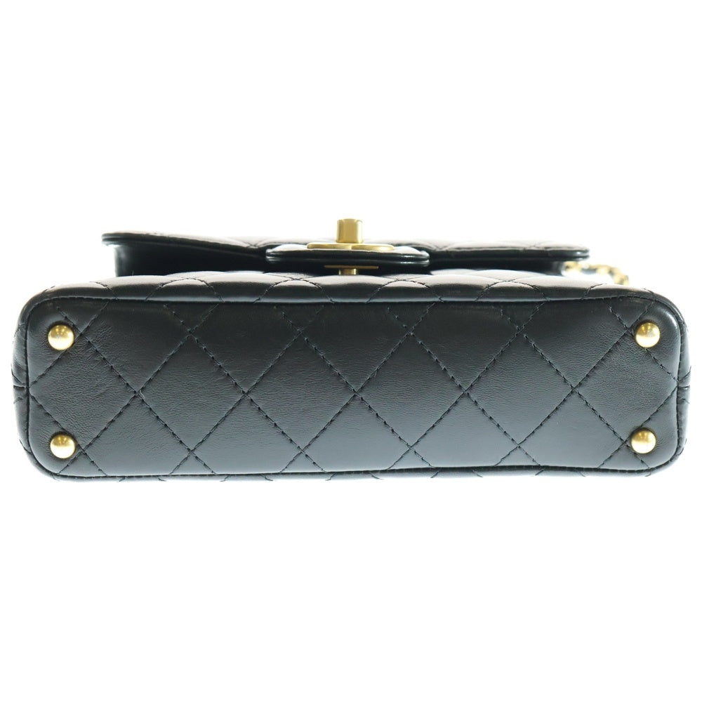 CHANEL(シャネル) マトラッセ20 Sフラップ/S ショルダーバッグ チェーンバッグ ブラック ゴールド金具 ラム プレート AS5355