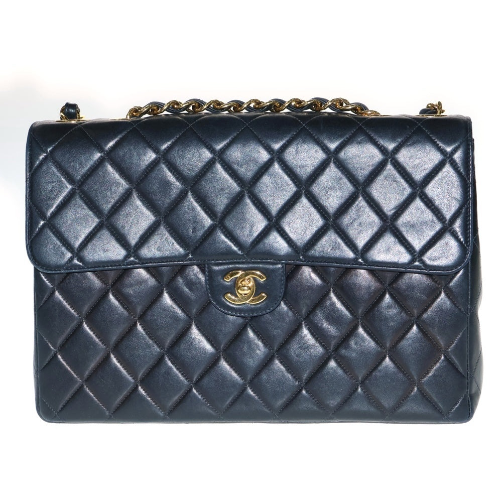 CHANEL(シャネル) ココマーク デカマトラッセ30 ラムスキン レザー SフラップWショルダーバッグ ブラック レディース