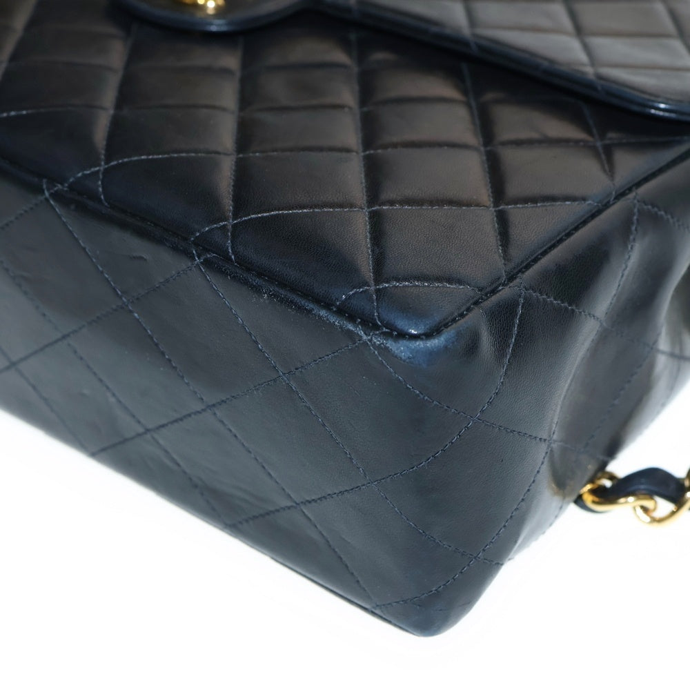 CHANEL(シャネル) ココマーク デカマトラッセ30 ラムスキン レザー SフラップWショルダーバッグ ブラック レディース