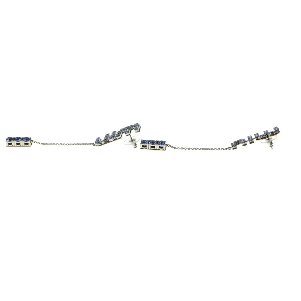 miumiu(ミュウミュウ) ロゴ ラインストーン ピアス イヤーアクセサリー ブルー シルバー金具