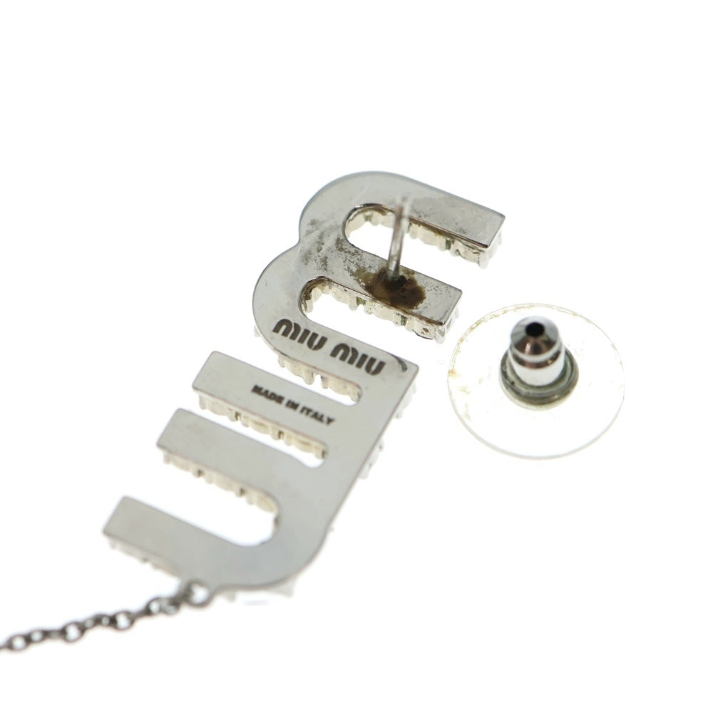 miumiu(ミュウミュウ) ロゴ ラインストーン ピアス イヤーアクセサリー ブルー シルバー金具