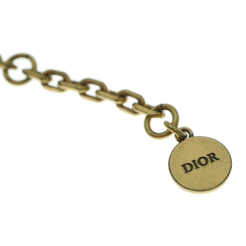 Christian Dior(クリスチャンディオール) ロゴ フェイクパールネックレス チョーカー ゴールド金具 ラインストーンGP