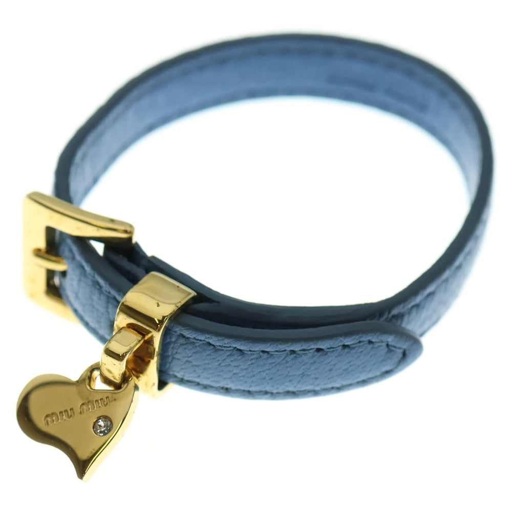 miumiu(ミュウミュウ) レザーバングル ブレスレット ライトブルー ゴールド金具 レザー